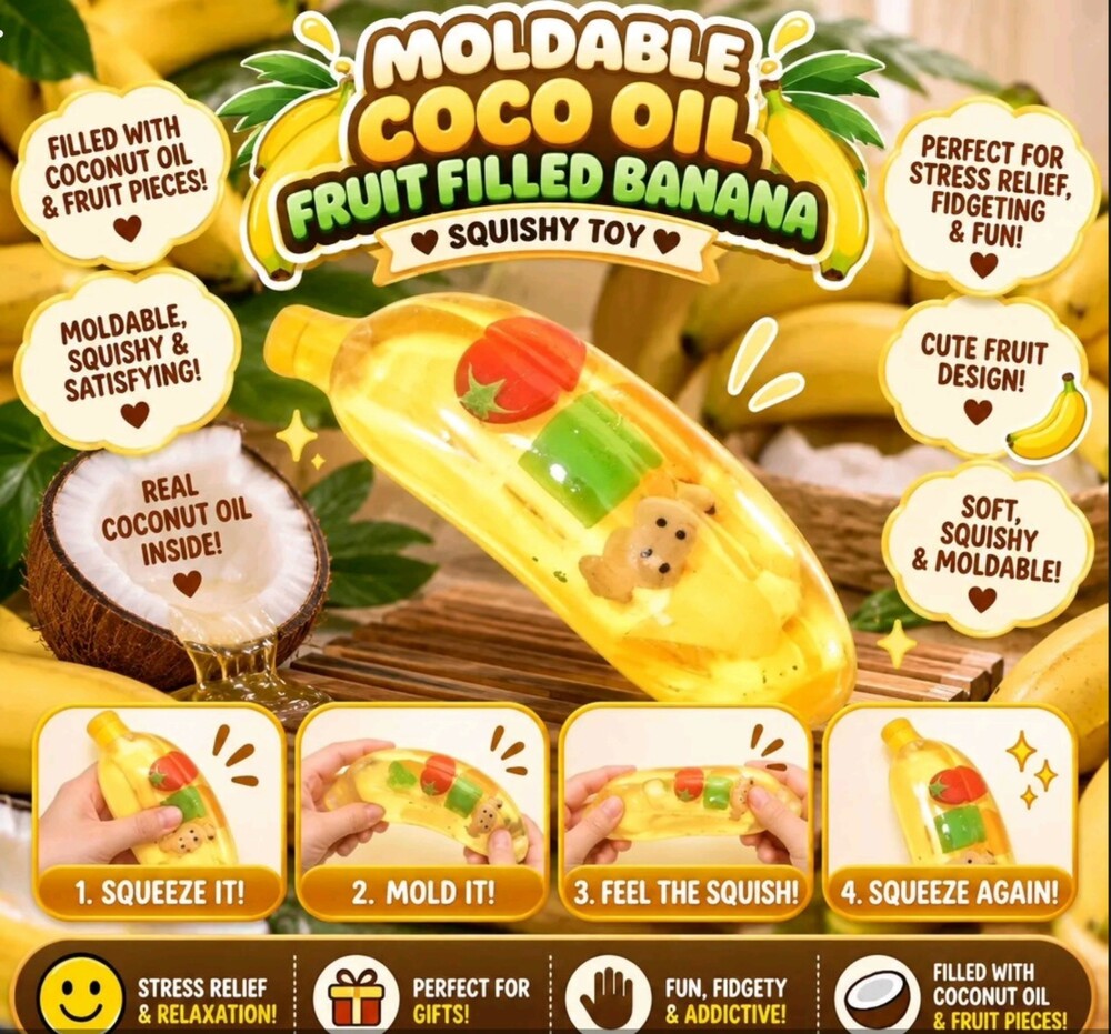 Moldable Coco Oil Fruit Filled Banana Squishy Toy